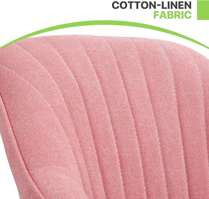 Magshion Mid Century Swivel Accent Chair Set of 2 360° Rotating Fabric Armchair with Oak Wood Legs Modern Reading Chair for Living Room Bedroom Office or Study Pink