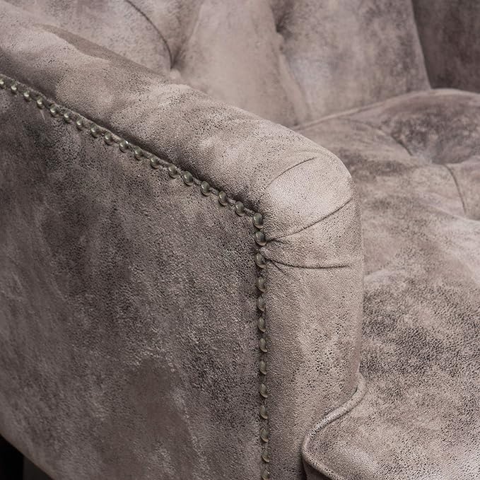 Christopher Knight Home Malone Tufted Club Chair Gray+Brown 28D x 29.5W x 33.5H Inch