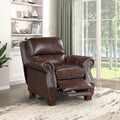 Lexicon Push Back Reclining Chair Top Grain Leather Match Push Back Recliner Chair with Nailhead Trim Rolled Arms Solid Wood Legs for Living Room/Apartment/Office Easy Assembly Brown