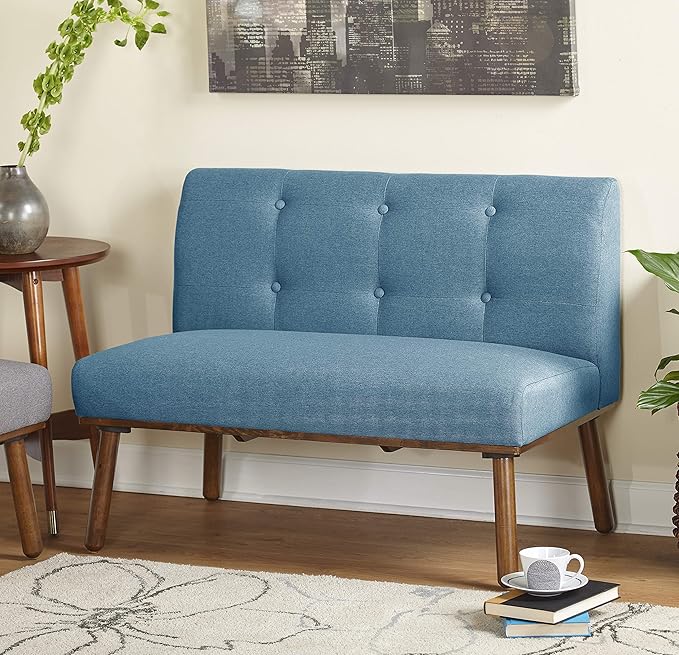 Playmate Upholstered Tufted Armless Loveseat 40.5 Blue