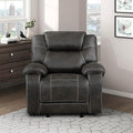 Lexicon Manual Glider Recliner Chair Polished Microfiber Upholstered Manual Tab Pull Reclining Nursery Chair for Living Room Pillow Top Armrest Padded Headrest Easy Assembly Chocolate
