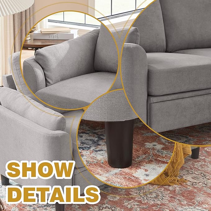 Convertible Sectional Sofa 3 Seater Sofa and Loveseat SetsModern L Shaped Couch with Reversible Chaise2 PCS Sofa Set Sectional Couch for Living Room Apartment Light Gray