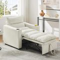 SLEERWAY 3 in 1 Convertible Sleeper Sofa Bed 36.14 W Easy Pull Out Chair Bed with Dual Cup Holders Comfy Thick Padding Futon Love Seat with Adjustable Backrest for Living Room Small Space (Beige)