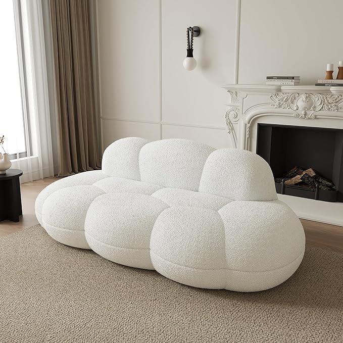 JACH Cloud Shaped Couches for Living Room Modern Comfy Upholstered Sofa Cloud Shaped Leisure Sofa Upholstered Couch for Bedroom Apartment Small Space (White No Assembly Required)