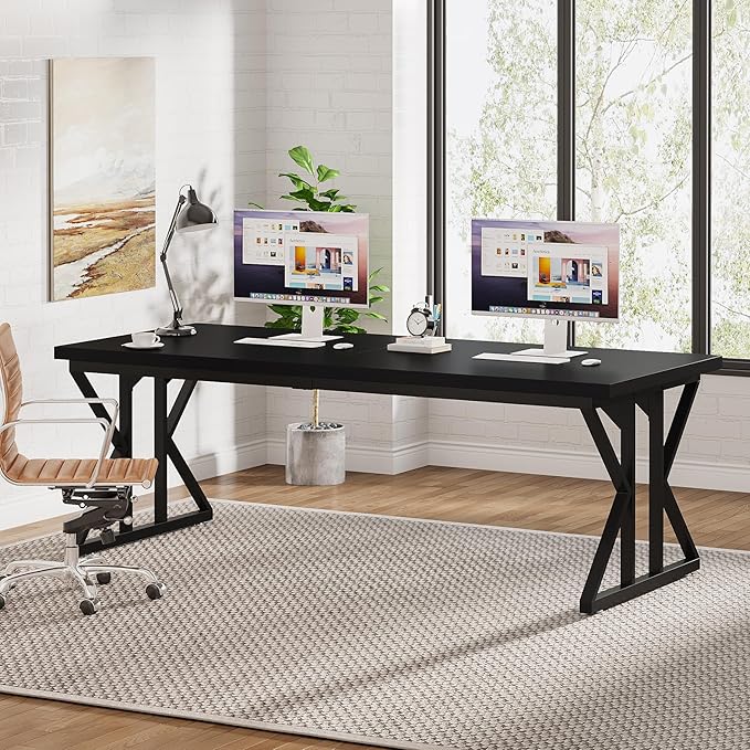 Tribesigns 78.7-Inch Executive Desk Large Computer Office Desk Workstation Modern Simple Style Laptop Desk Study Writing Table Business Furniture for Home Office (Black 78.7 Inch)