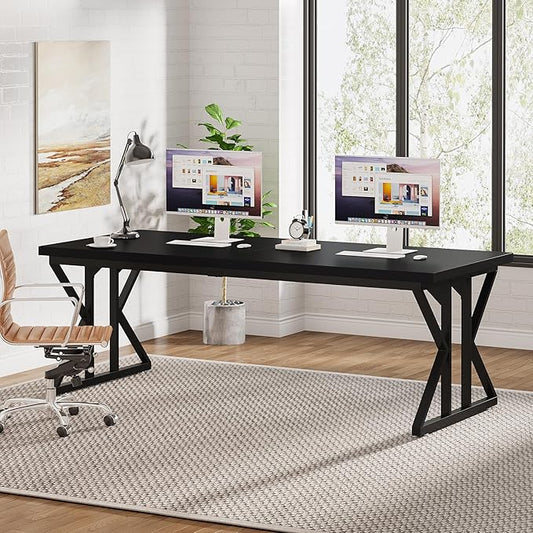 Tribesigns 78.7-Inch Executive Desk Large Computer Office Desk Workstation Modern Simple Style Laptop Desk Study Writing Table Business Furniture for Home Office (Black 78.7 Inch)