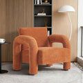 33.5 Modern Accent Chair Upgrade Sherpa Fabric Living Room Sofa Chair Comfy Arm Chair Leisure Armchair Single Sofa Chair with Curved Arm for Living Room ApartmentOrange
