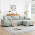 110 Modular Sectional Sofa L Shape with Extra-Large Seat Pull-line Design Movable Ottoman High Density Foam Free Combination Sturdy Metal&ampWood Frame Boucle Fabric (Light Green)