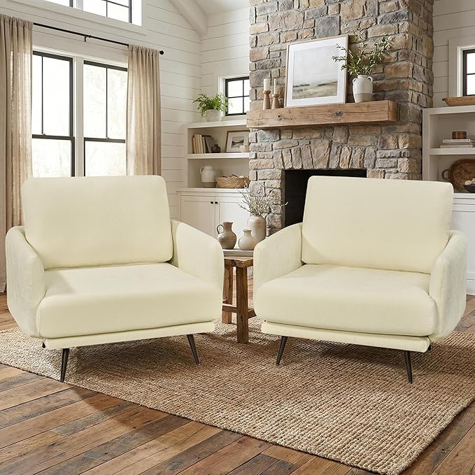 Oversized Accent Chair for Living Room Chairs Reading Arm Chair Comfy Modern Single Sofa Side Chairs with Metal Legs &amp Soft Cushion for Bedroom Waiting Room