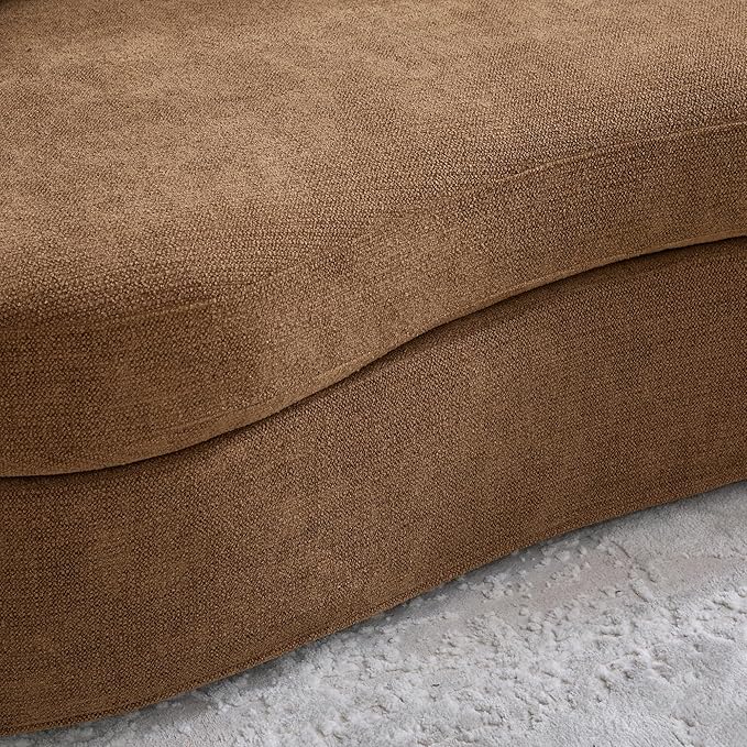 KEIKI 74” Curved Loveseat Sofa Curved Couches with 4 Removable Cushions Modern Luxury Plush Chenille Extra-Deep Seat Sofa for Small Spaces Living Rooms Bedroom Brown