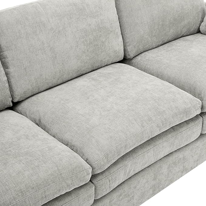 31.9 Oversized Cozy Upholstered Armchair Chenille Fabric Cloud Sofa Double Cushion Single Sofa Plush Cushion Armchair for Living Room Office Apartment (Light Grey-1c)