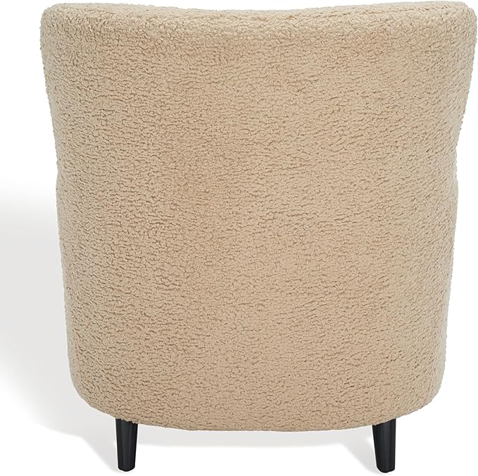 SAFAVIEH Couture Collection Rayanne Modern Light Brown Faux Lamb Wool Wingback Chair (Fully Assembled)