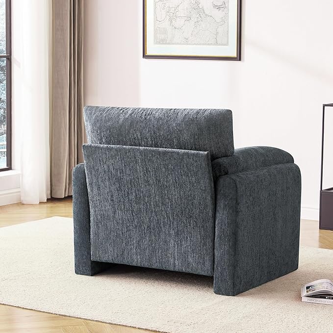 Chenille Oversized Armchair 38.6 Wide Accent Chairs for Living Room &amp Bedroom Modern Lounge Chair Upholstered Mid-Century Reading Chair Comfy Living Room Chair Single Sofa Chair Blue