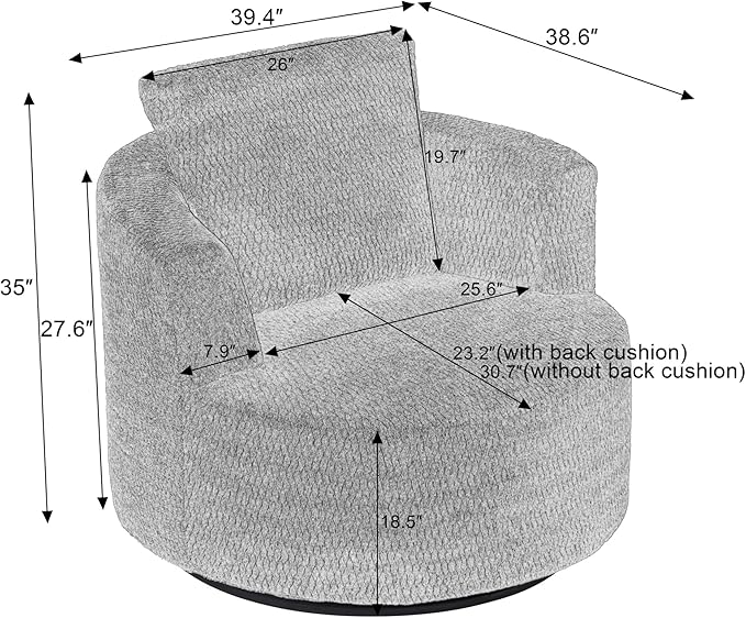 360° Swivel Accent Chair Compressible for Storage Modern Luxury Chair with Thick Cushioning for Office Living Room and Apartment Cream