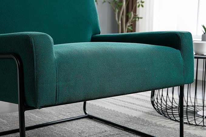 Accent Chair - Modern Industrial Slant Armchair with Metal Frame - Premium High Density Soft Single Chair for Living Room Bedroom