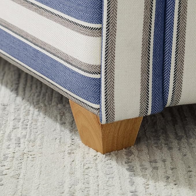 VANOMi 40 W Oversized Accent Chair Oversized Reading Chair for Living Room Comfy Reading Nook Chairs for Bedroom Upholstered Large Chair Armchair Single Sofa for Small Space (Navy Stripe)