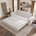 93.7 King Pull Out Sofa Bed 3 in 1 Convertible Sleeper Sofa 3 Seat Couch with Nailhead Trim &amp Rolled Arm for Living Room Apartment Office Beige Velvet