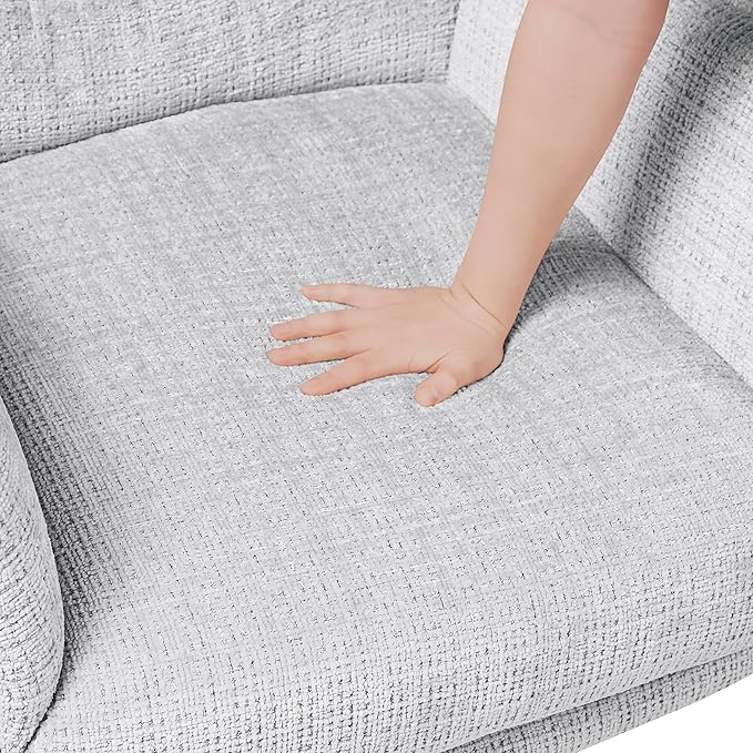 Lexicon 360 Degree Swivel Accent Chair with Ottoman Chenille Upholstered Swivel Lounge Chair with Armrest Criss-Cross Legs and Footstool for Living Room/Office/Bedroom Gray
