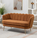 59 Modern Boucle Loveseat Couch Small Sofa with Gold Metal Legs2-Seater Upholstered Mini Sofa Couches for Small SpaceLiving Room Bedroom Office Dorm Studio Apartment (Caramel)
