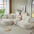 Plush Corduroy Cloud Sectional Sofa with Curved Chaise Oversized 2 Pieces Modular Lounge Sofa with Deep Seat Upholstered Sponge Compressed Couches for Living Room BedroomNo Assembly Required