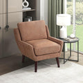 Lexicon Modern Wingback Accent Chair Chenille Fabric Upholstered Lounge Reading Arm Chair Solid Wood Legs for Living Room Bedroom Supportive Padded Pocket Coil Seat Easy Assembly Orange