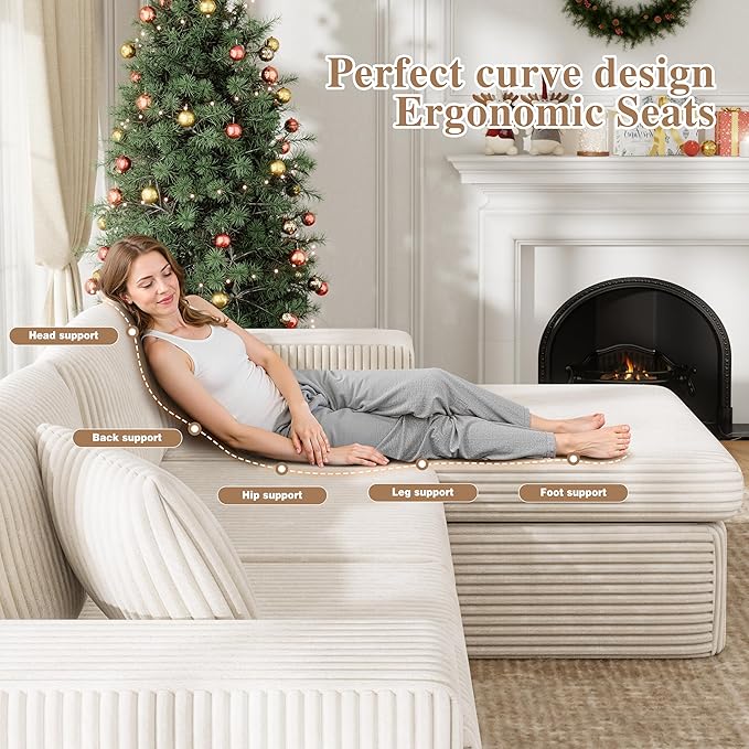 JAMFLY 105 Boneless Couches for Living Room (Beige)