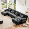 Modular Sectional Sofa for Living Room173 U-Shaped Comfy Couch with Ottoman Oversized 4 Seater Grey Sectional Couches with Pillows Fluffy Couch Set with Deep Seat