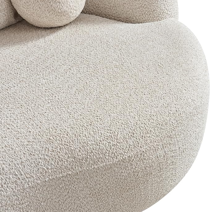 Christopher Knight Home Nomad Curved Sofa 90 Boucle Upholstered 3 Seater Couch with Decor Cushions Modern Cloud Couch with Deep Seat Fabric Upholstered Seating Set for Living Room Bedroom Beige