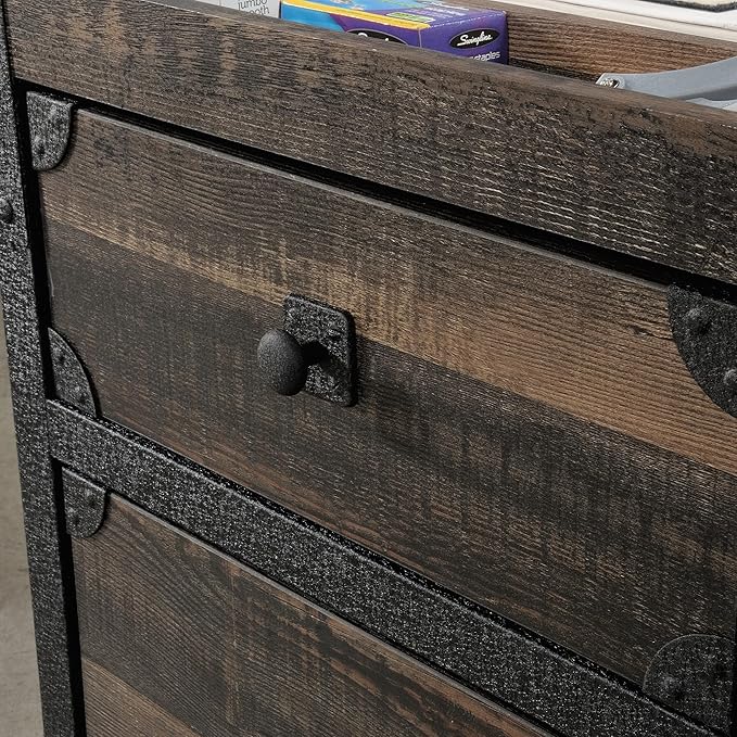 2-Drawer Rolling File Cabinet Mobile Pedestal with Lock Fully Assembled No Setup Industrial Brown Finish &amp Metal Frame Compact for Home Office Small Spaces Legal/Letter Size Storage
