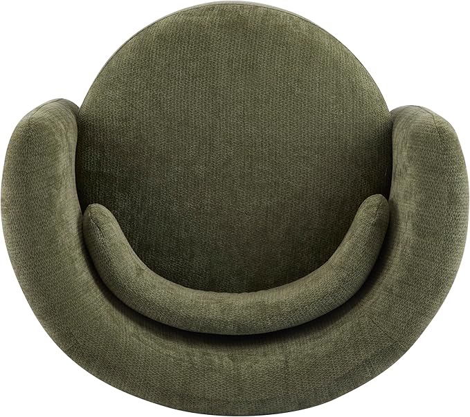 Christopher Knight Home Tanzy 360-Degree Swivel Barrel Chair Upholstered Lounge Chair Indoor Comfy Armchair with Lumbar Pillow for Living Room Thick Cushion Metal Base and Wood Frame Green