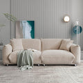 Hison Deep Seat Lambswool Sofa with 2 Pillows86 Inch Modern Sherpa Sofa with Solid Wood Frame 3 Seater Upholstered Couches Comfy Sofa for Living Room Apartment Office Camel