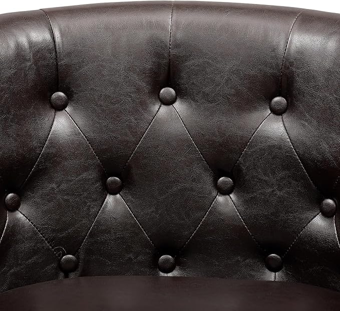 Emma Modern Loveseat Sofa – Faux Leather Love Seat Couch with Plush Cushions Solid Wood Frame Button-Tufted Design Stain-Proof Upholstery Small Loveseat for Bedroom Office &amp Small Spaces