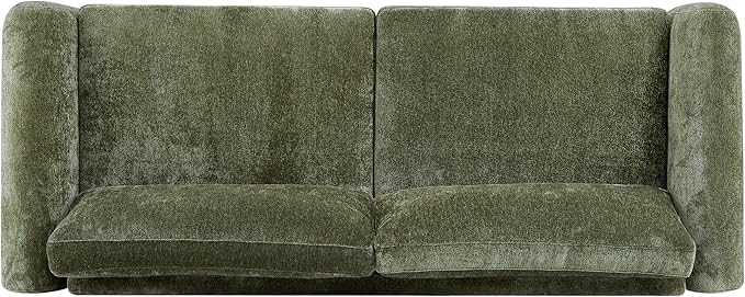 Christopher Knight Home Taki 89 Inches Sofa Couch Cozy Chenille Upholstered 3-Seater Sofa Wood Frame Couches Comfy Home Sofa Living Room and Office Lounge Seating with Armrests Olive Green