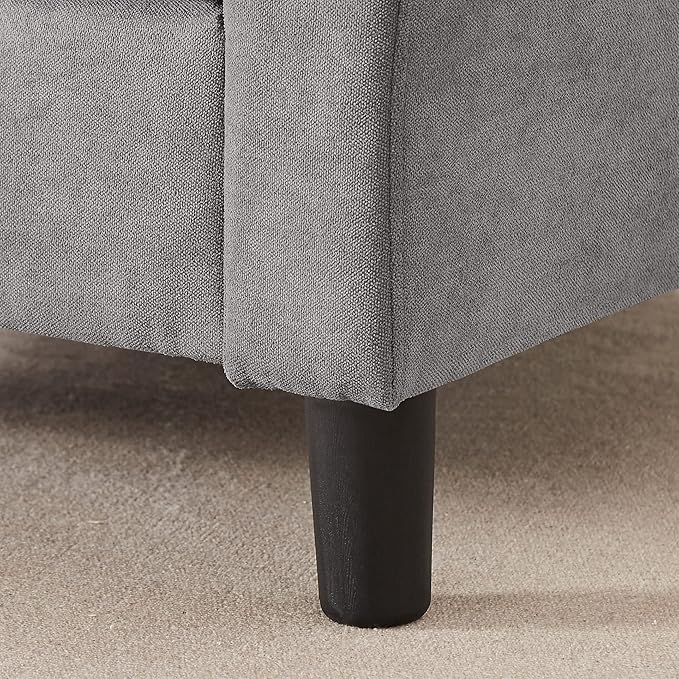 Accent Chair Mid-Century Modern Living Room Chairs Single Armchair Upholstered Reading Chair with Wooden Legs for Living Room/Bedroom/Office/Balcony Light Grey