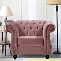 Feinstein Modern Velvet Chesterfield Couches for Living Room with Nailheads Diamond Tufting &amp Durable Metal Frame Chair Rose