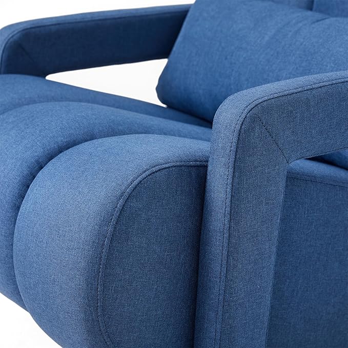 Christopher Knight Home Smyth Modern Armchair Upholstered Accent ChairMinimalist Lounge Chair Cozy Seating Chairwith Linen Fabric and a Pillow Bedroom Chair Navy Blue