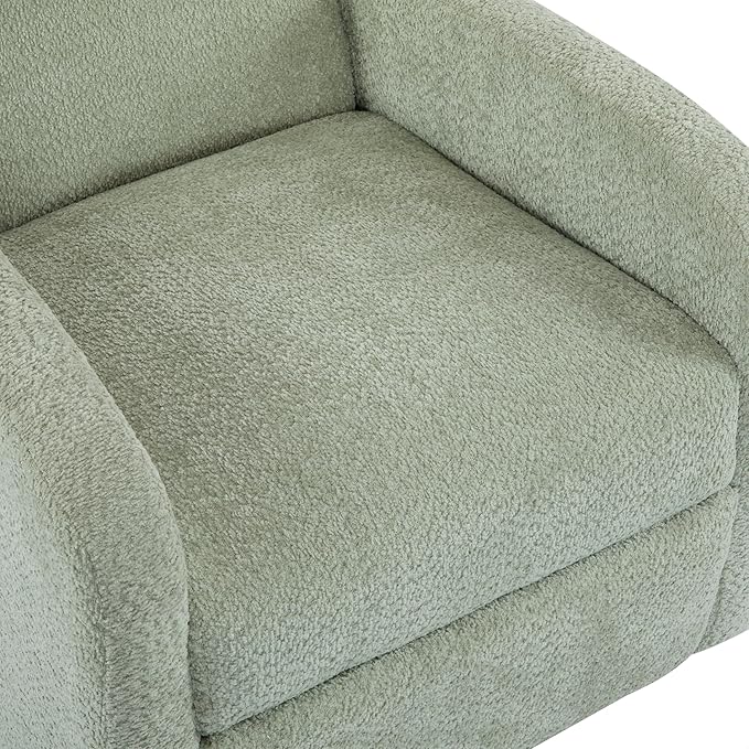 GDFStudio Swivel Glider Recliner Chair Nursery Rocker Recliner Chair with Boucle Upholstered High Back Single Seat Sofa Chair with Deep Seat Manual Nursing Reclining for Living Room Light Green