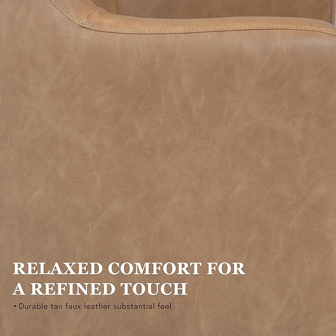 Homepop Home Décor Upholstered 360° Barrel Back Swivel Chair | Accent Chairs for Living Room &amp Bedroom | Decorative Home Furniture Sand Faux Leather