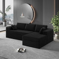 108-inch Boneless Couch for Living RoomComfy Boneless Sofa with Deep Seats &amp Chaise Lounge 3-Seat Modular Sofa Memory Foam Sectional Couches - No Assembly Required(Dark Black)