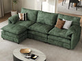 DWVO 108 Modular Sectional Sofa Modern L Shaped Couch with Movable Ottoman Pillow-Armrest Velvet 4 Deep Seat Cloud Couch for Living Room Green
