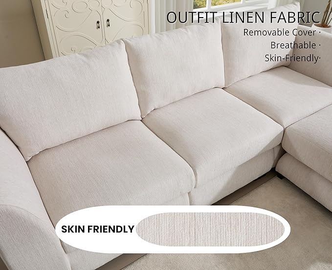 EALSON 58 Loveseat Modular Sectional Sofa Couch Modern Linen Fabric Love Seat Couch with Removable Cover Comfy 2 Seater Sofa for Living Room Small Space White