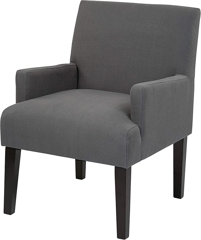 OSP Home Furnishings Main Street Upholstered Guest Chair with Espresso Finish Accents Woven Charcoal Fabric