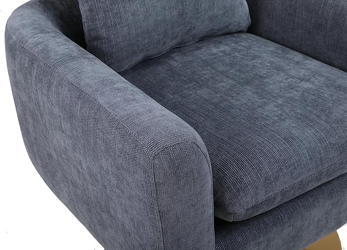JOSHEN 360 Swivel Accent Chair IndoorModern Linen ArmchairComfortable Upholstered Lounge Chair with Metal Base for Living RoomApartmentOfficeGray