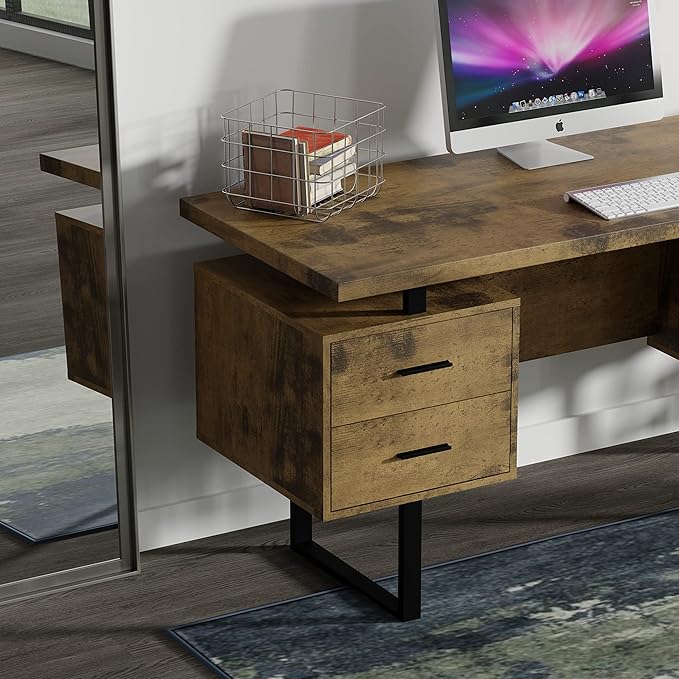 60'' Mariposa Home Office Computer Desk - Reclaimed Brown Top Reclaimed Brown Body Black Metal Black Hardware