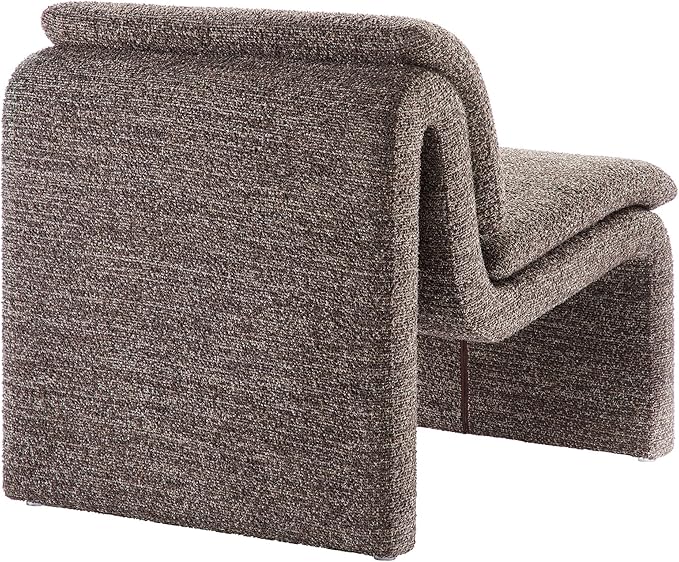 Modway Lume Curved Lounge Chair in Antique Boucle Fabric – Modern Upholstered Armless Accent Chair with Padded Cushion - Unique Slipper Chair for Bedroom or Living Room
