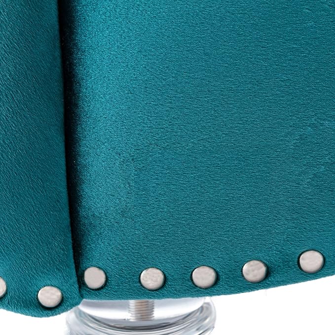 Leisure Velvet Concubine Sofa Accent Sofa Chaise Reclining Lounger Barrel Sofa with Acrylic Feet (Teal)
