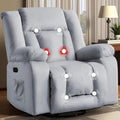 Rocker Recliner Chairs for Adults Swivel Rocking Chair with Heat and Massage Modern Electric Recliner with Extra Wide Waffle Fabric Massage Chair Recliner for Living Room Bedroom
