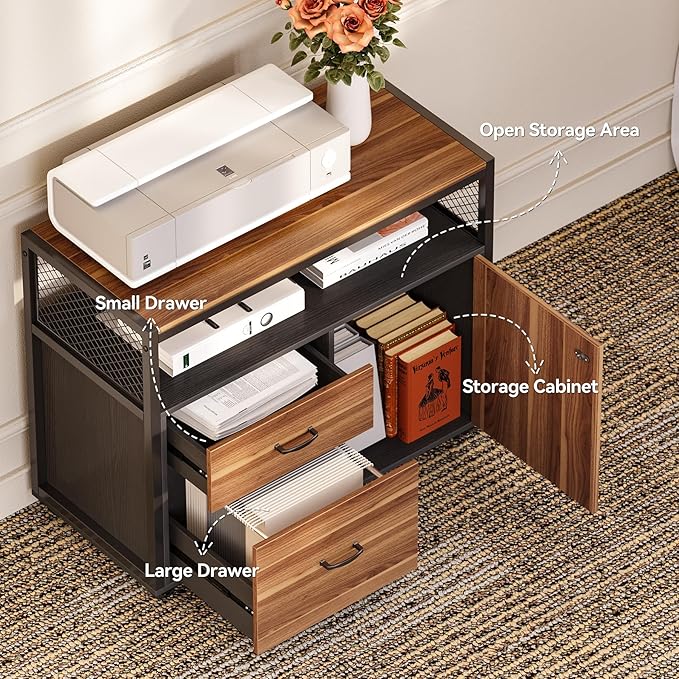 LITTLE TREE 63-Inch Office Desk with 31.5-Inch Lateral File Cabinet Study Writing Desk Computer Desk for Home Office
