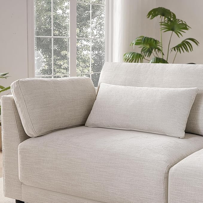 124'' Modular Sectional Sofa with Storage Console and Movable Ottoman 33'' Wide Seat 4 Seat L Shaped Chenille Couch Reversible Comfy Sofa with USB Charger for Living RoomApartment (Beige-K003)
