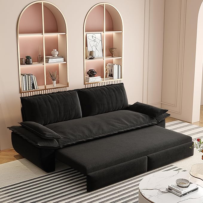 73.2 Oversized Convertible Loveseat Sleeper Sofa Bed for Living Room Queen Size Pull Out Sofabed 3 in 1 Cloud Upholstered Pullout Lounge Sofa Couch with Pillow-top Armrest